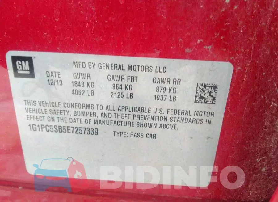 1G1PC5SB5E7257339 Photo# 9