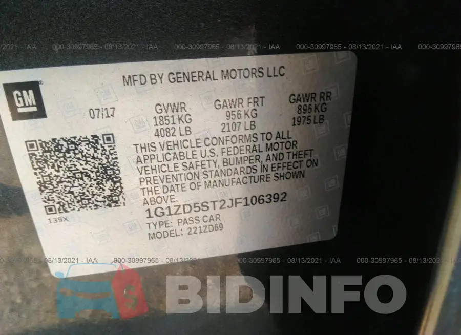 1G1ZD5ST2JF106392 Photo# 9