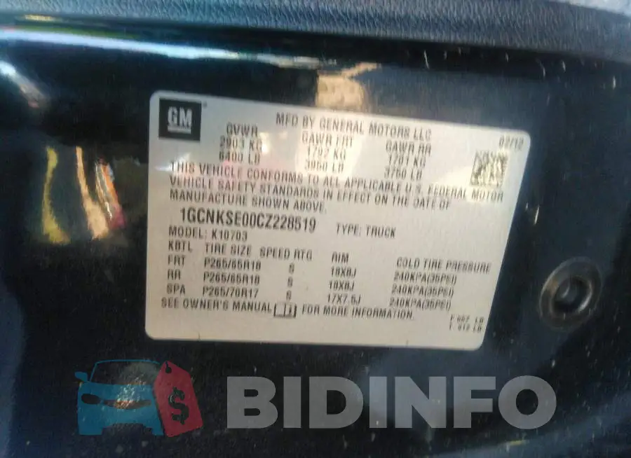 1GCNKSE00CZ228519 Photo# 9