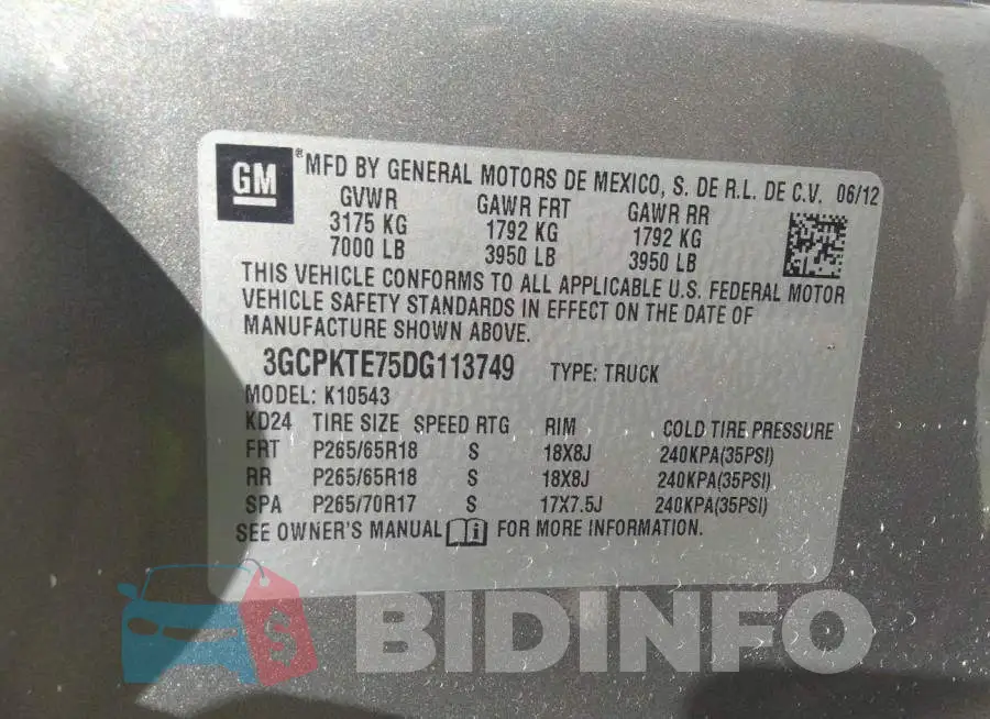 3GCPKTE75DG113749 Photo# 9