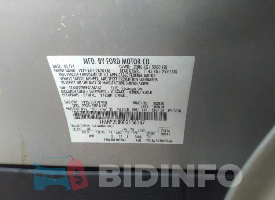 1FAHP2E80EG156147 Photo# 9