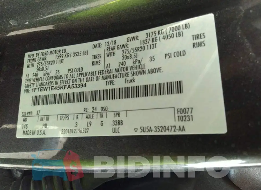 1FTEW1E45KFA53394 Photo# 9