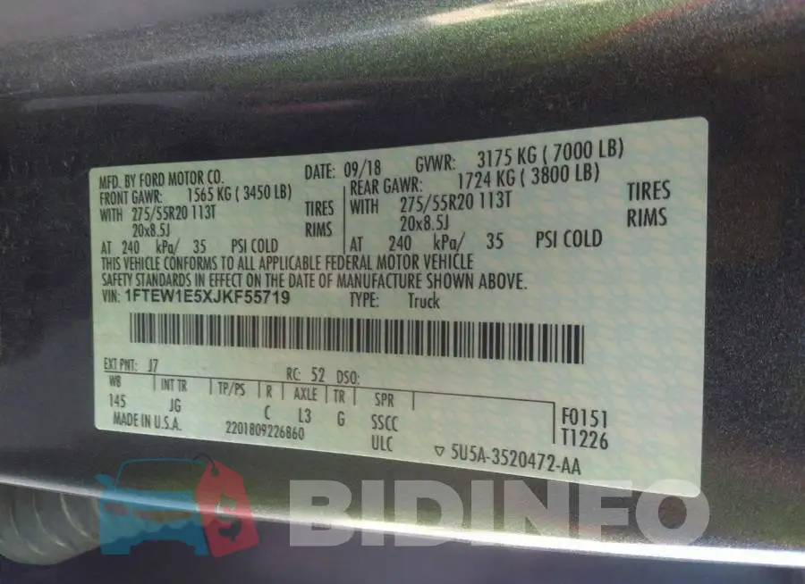 1FTEW1E5XJKF55719 Photo# 9