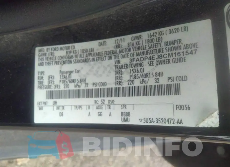 3FADP4EJ8CM161547 Photo# 9