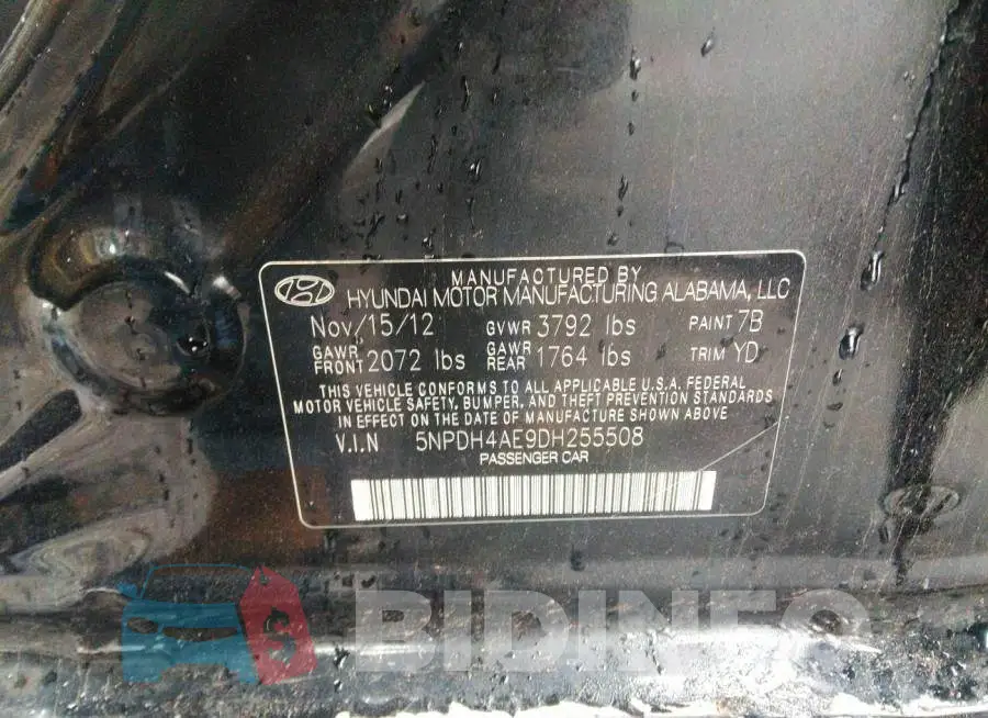 5NPDH4AE9DH255508 Photo# 9