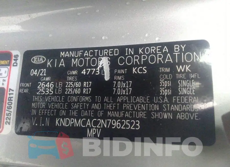 KNDPMCAC2N7962523 Photo# 9
