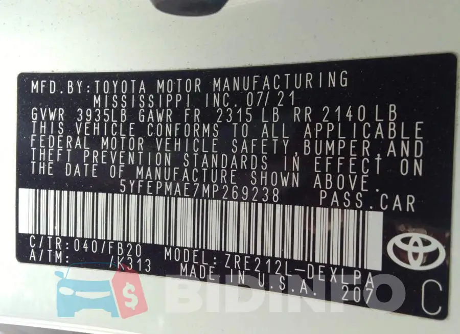 5YFEPMAE7MP269238 Photo# 9