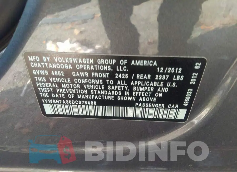 1VWBN7A30DC075486 Photo# 9