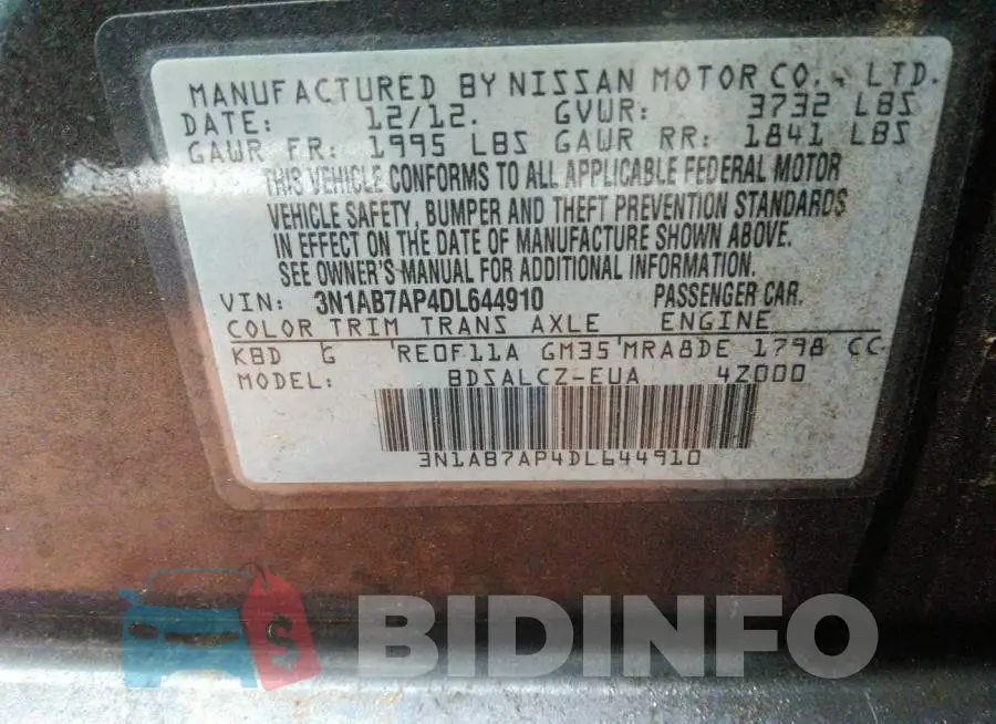 3N1AB7AP4DL644910 Photo# 9