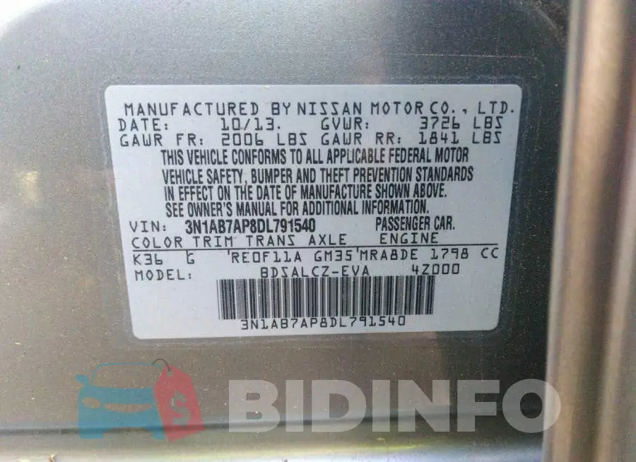 3N1AB7AP8DL791540 Photo# 9