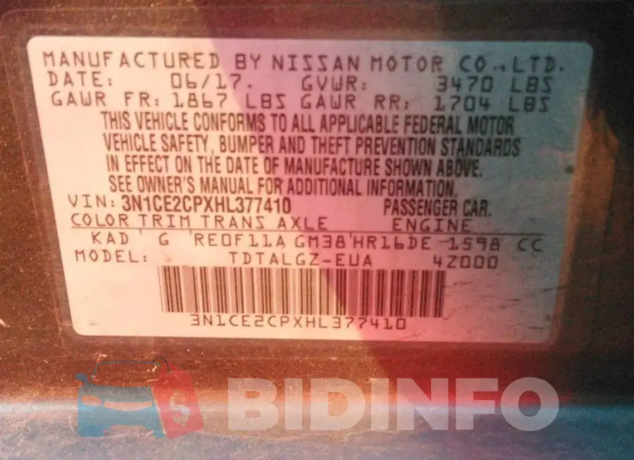 3N1CE2CPXHL377410 Photo# 9