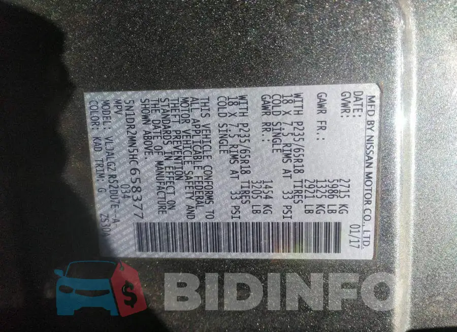 5N1DR2MN5HC658377 Photo# 9