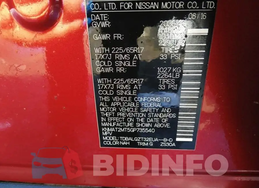 KNMAT2MT5GP735540 Photo# 9