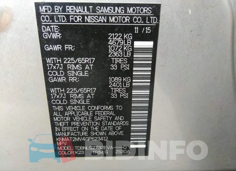 KNMAT2MV4GP623412 Photo# 9