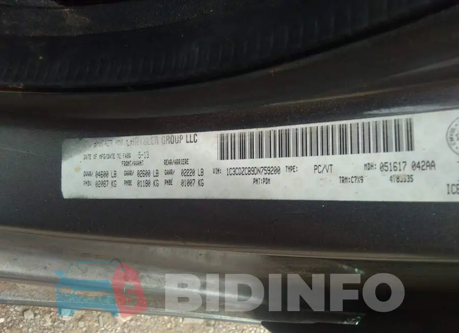 1C3CDZCB9DN759200 Photo# 9