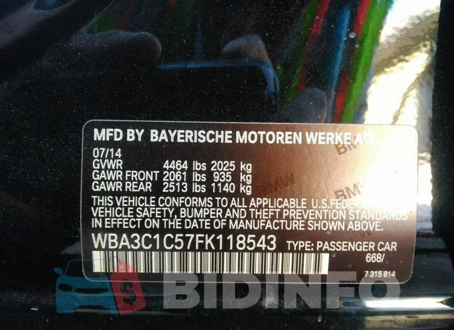 WBA3C1C57FK118543 Photo# 9