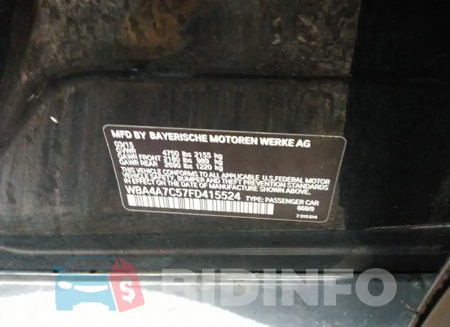 WBA4A7C57FD415524 Photo# 9
