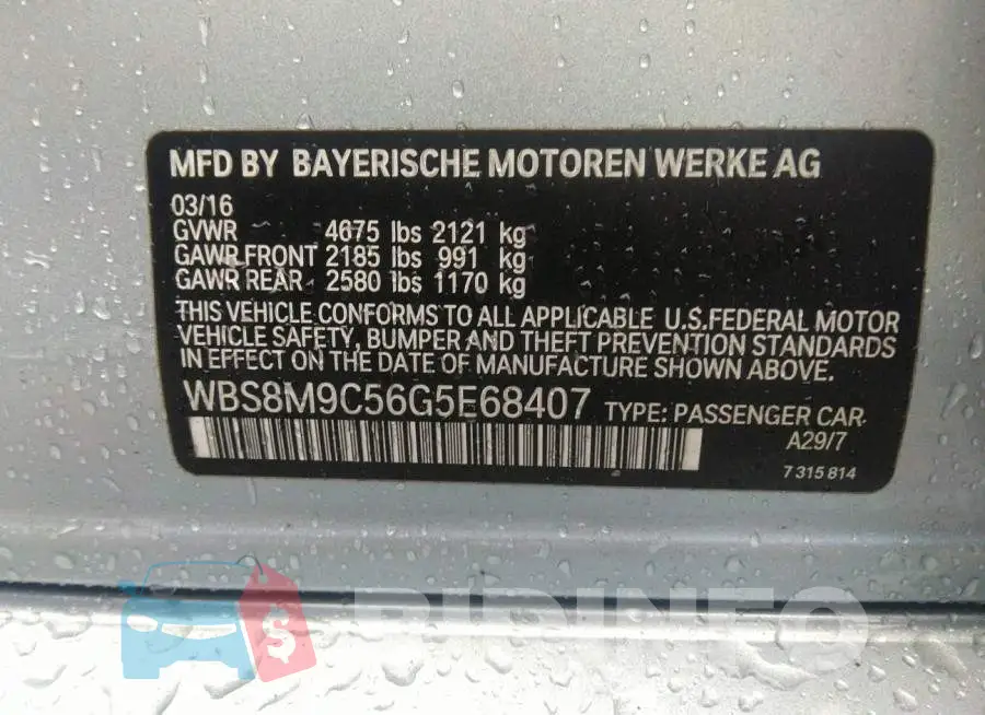 WBS8M9C56G5E68407 Photo# 9