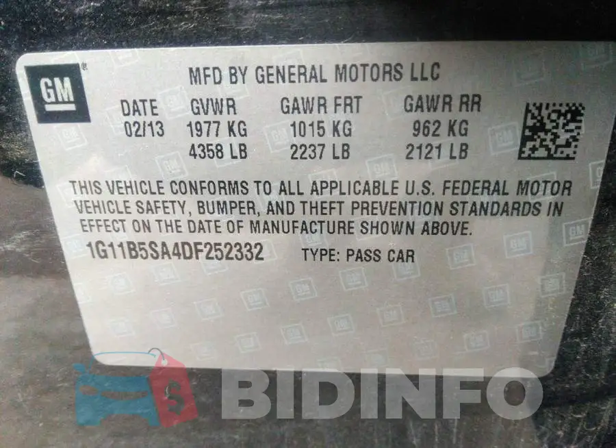 1G11B5SA4DF252332 Photo# 9