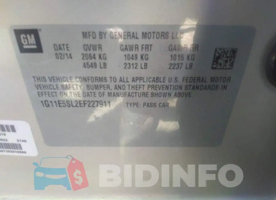 1G11E5SL2EF227911 Photo# 9
