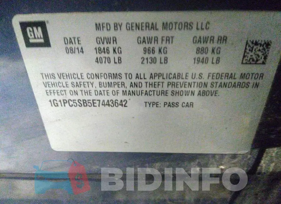 1G1PC5SB5E7443642 Photo# 9