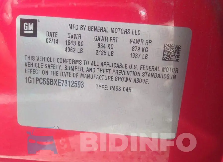 1G1PC5SBXE7312593 Photo# 9