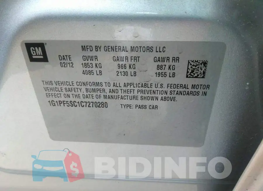 1G1PF5SC1C7270280 Photo# 9