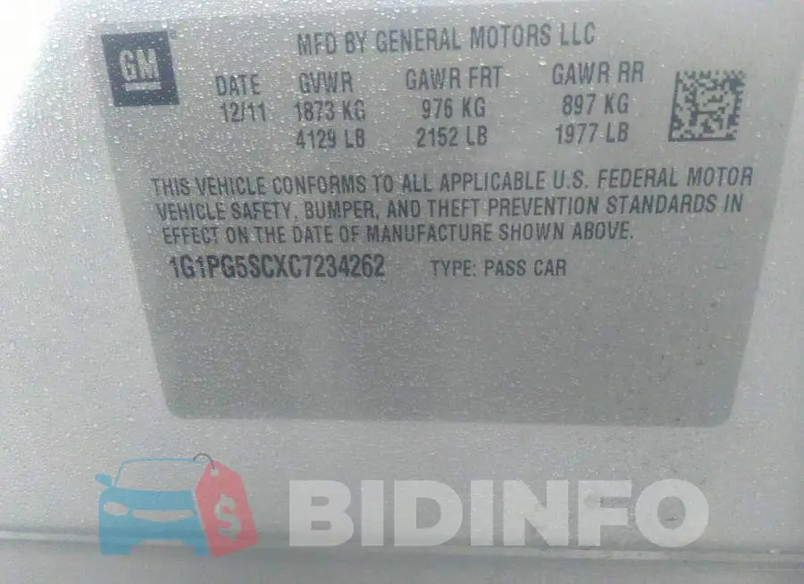 1G1PG5SCXC7234262 Photo# 9