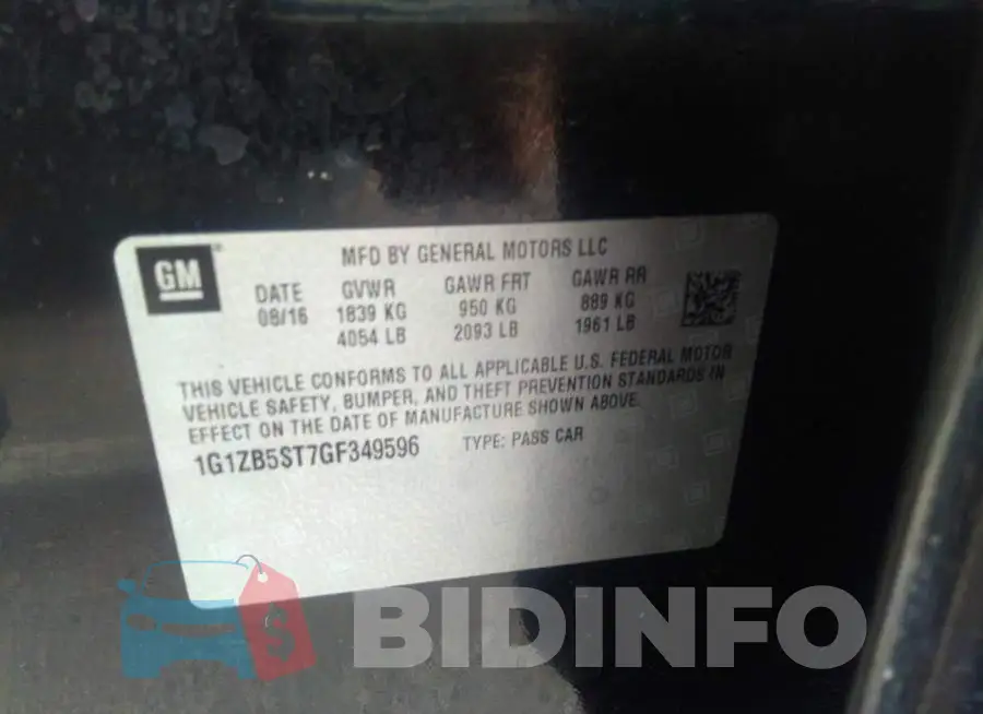 1G1ZB5ST7GF349596 Photo# 9