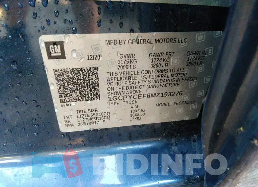 1GCPYCEF6MZ193276 Photo# 9