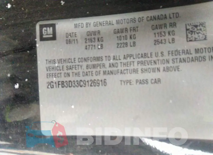 2G1FB3D33C9126916 Photo# 9