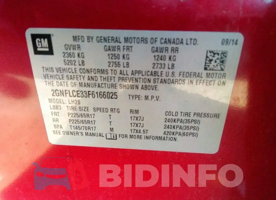 2GNFLCE33F6166025 Photo# 9