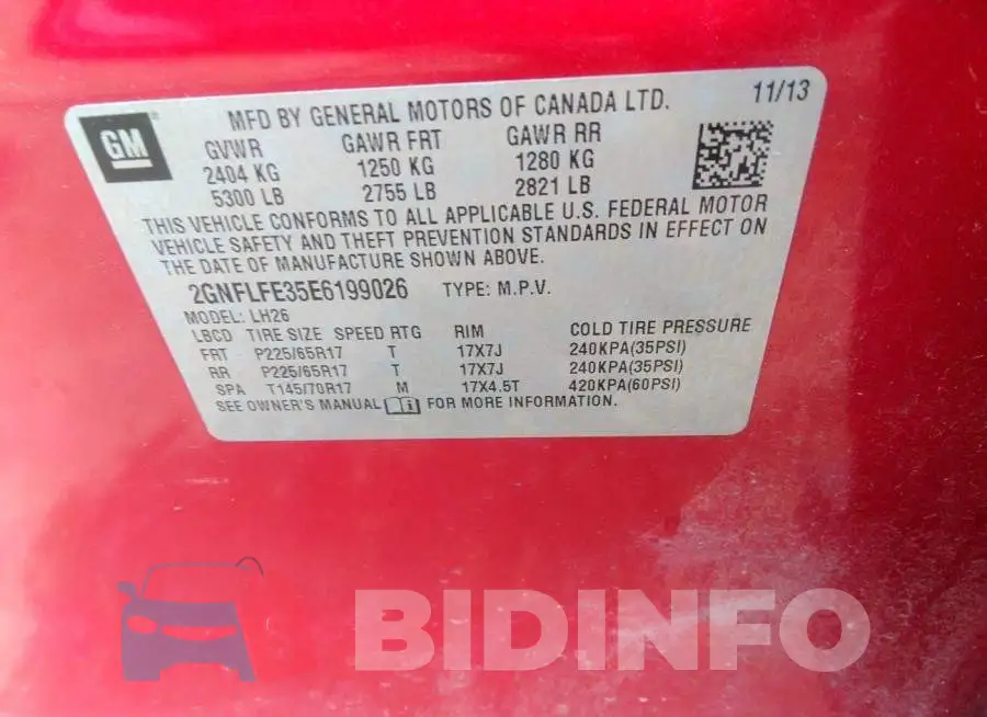 2GNFLFE35E6199026 Photo# 9