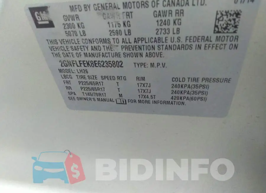 2GNFLFEK8E6235802 Photo# 9