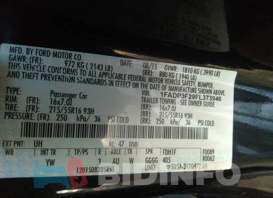 1FADP3F29FL373946 Photo# 9