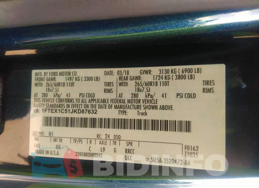 1FTEX1C51JKD87632 Photo# 9