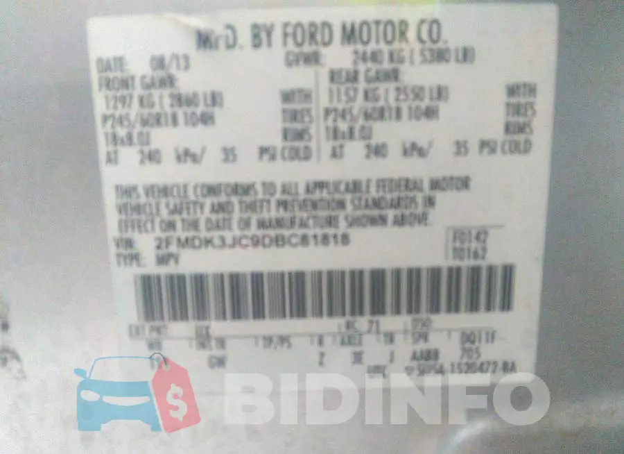 2FMDK3JC9DBC81818 Photo# 9