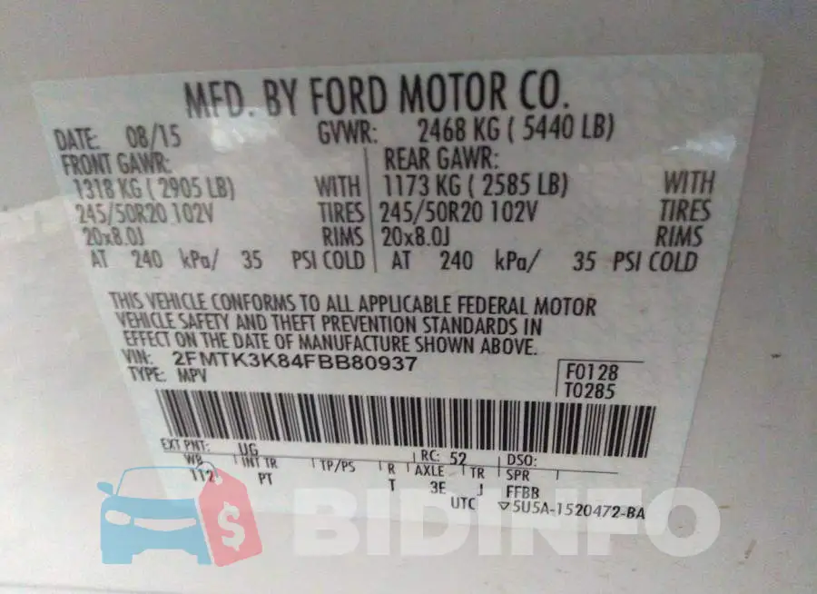 2FMTK3K84FBB80937 Photo# 9