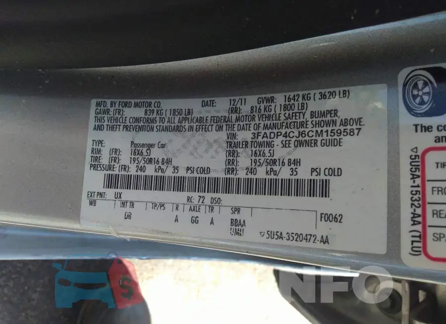 3FADP4CJ6CM159587 Photo# 9