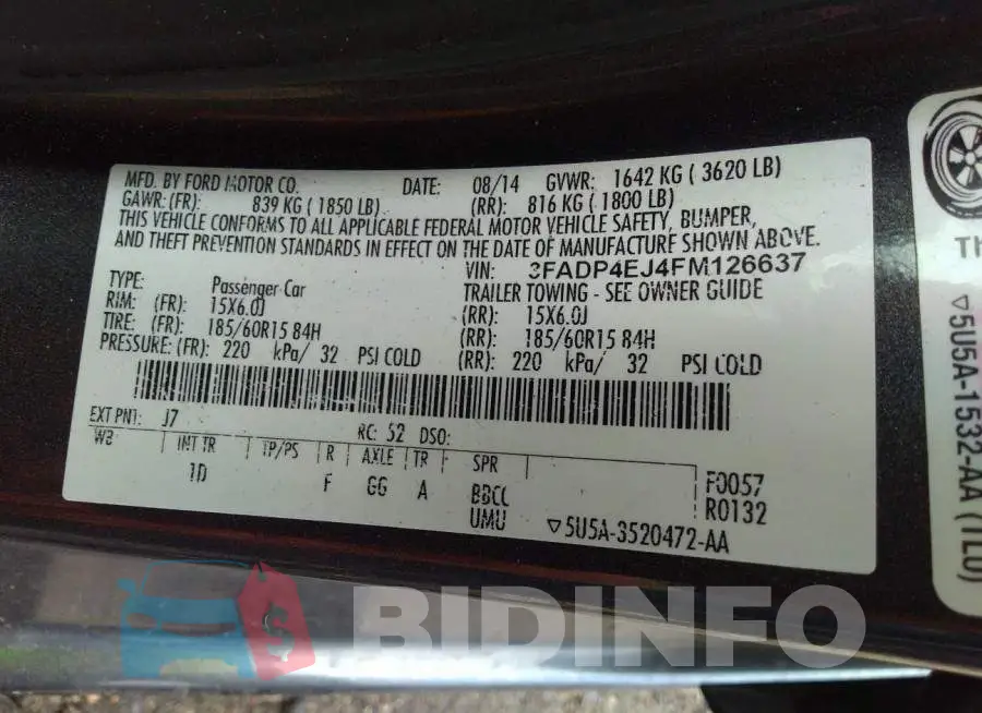 3FADP4EJ4FM126637 Photo# 9