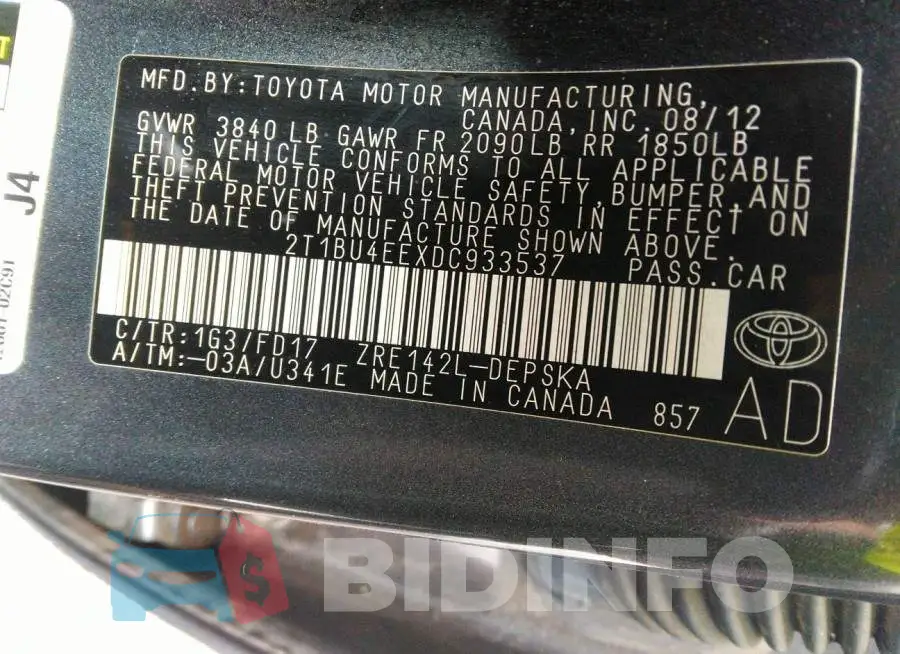 2T1BU4EEXDC933537 Photo# 9
