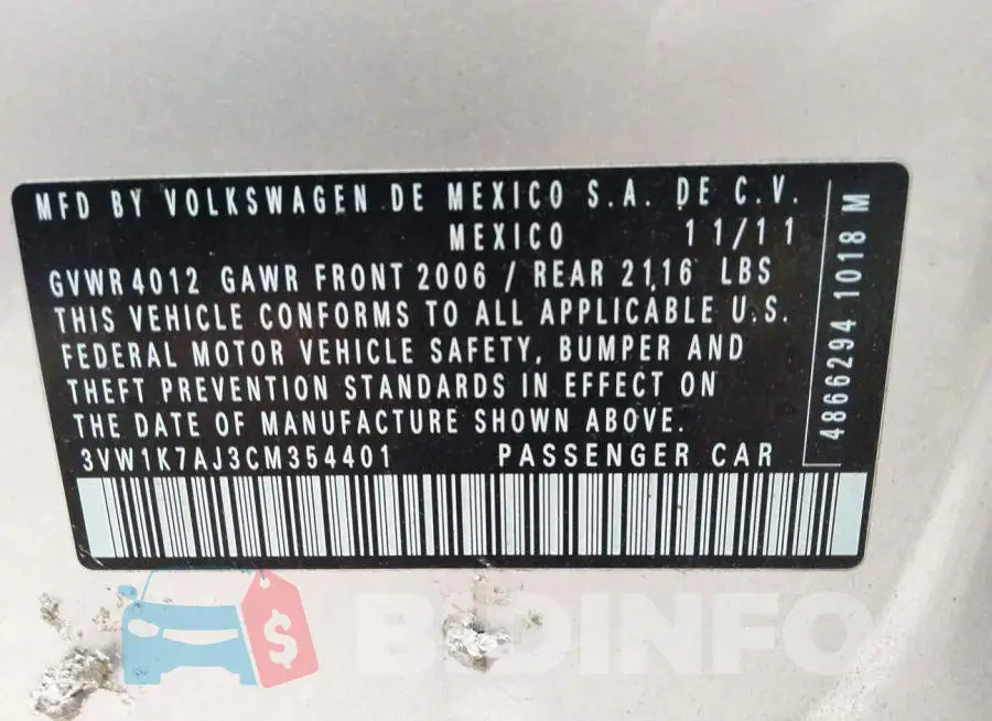 3VW1K7AJ3CM354401 Photo# 9