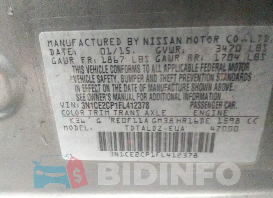 3N1CE2CP1FL412378 Photo# 9