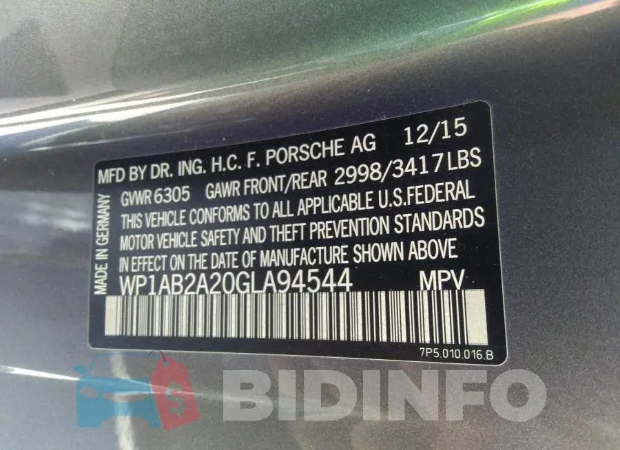 WP1AB2A20GLA94544 Photo# 9
