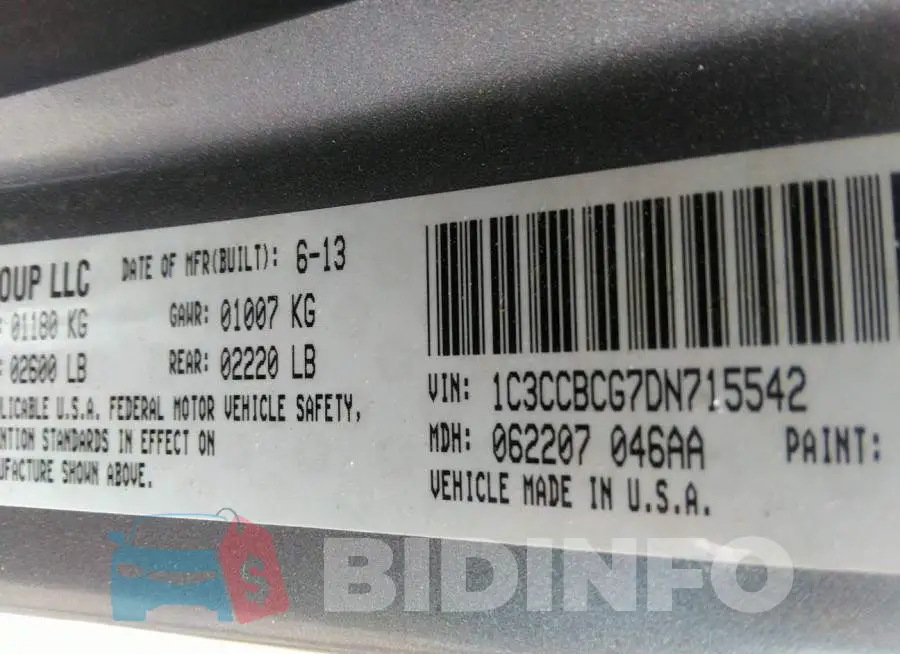 1C3CCBCG7DN715542 Photo# 9