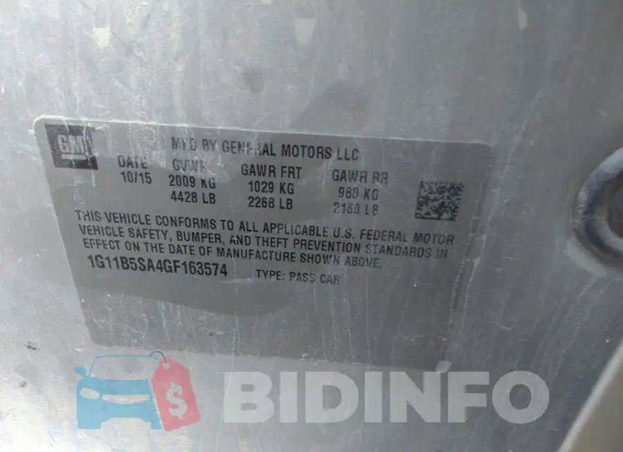 1G11B5SA4GF163574 Photo# 9