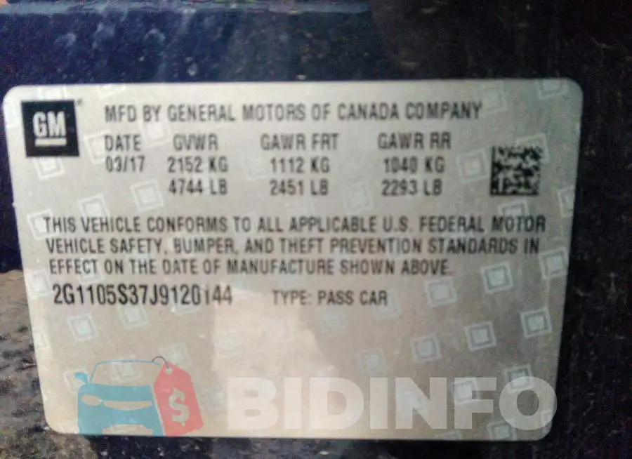 2G1105S37J9120144 Photo# 9