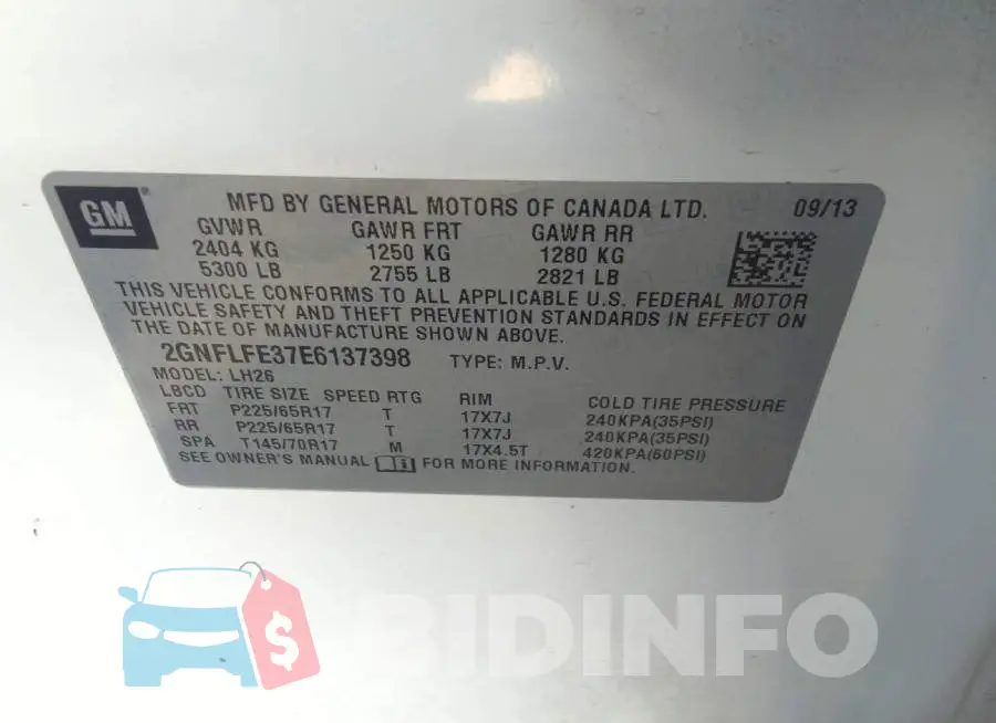 2GNFLFE37E6137398 Photo# 9