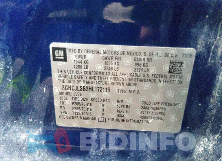 3GNCJLSB3HL172118 Photo# 9