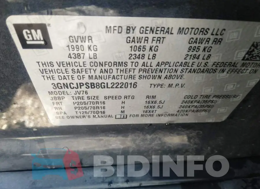 3GNCJPSB8GL222016 Photo# 9
